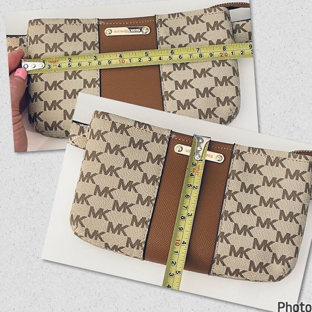 NWT Gorgeous Michael Kors L/XL Waist Fanny Pack Tan Brown Gold Monogram Belt Bag - Picture 8 of 12